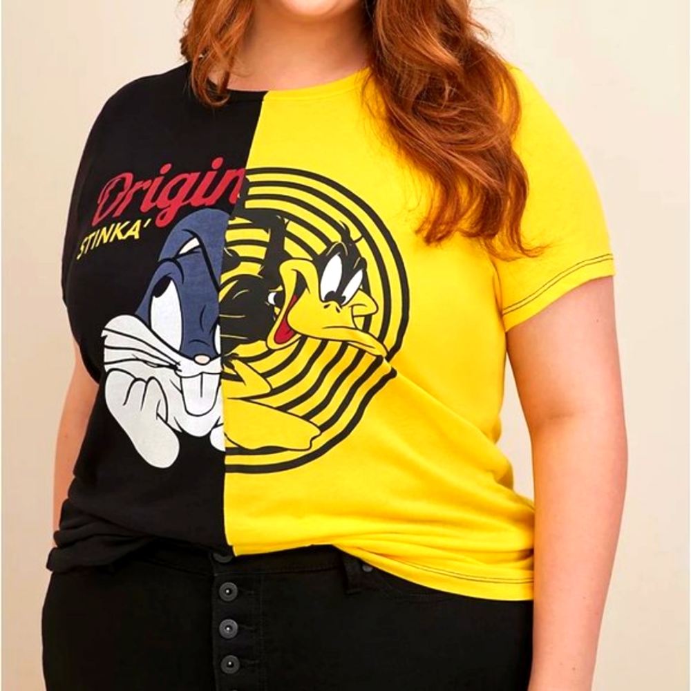 ❤️NWT TORRID TEE LOONEY TUNES BUGS BUNNY TEE DAFFY COLOR BLOCK TEE